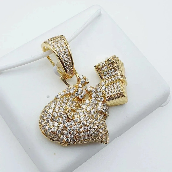 "14K Gold Plated Cubic Zircon Pendant, EVBRS362 - Picture 6 of 10
